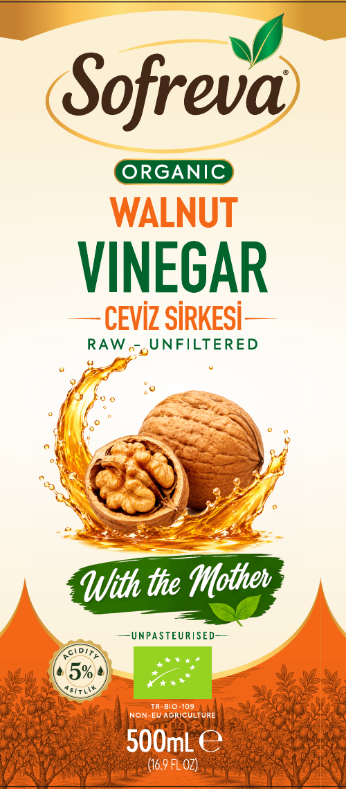Organic Walnut Vinegar label artwork